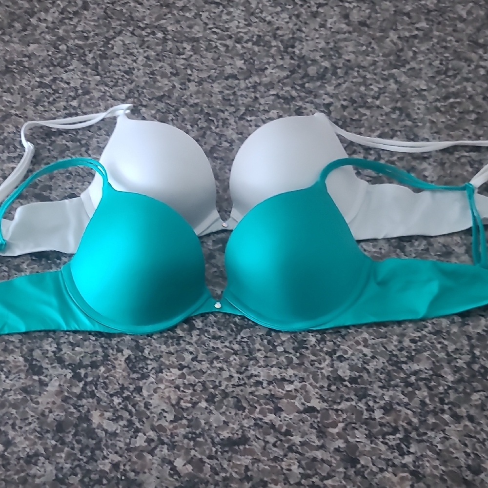 Teal and White Bras Set